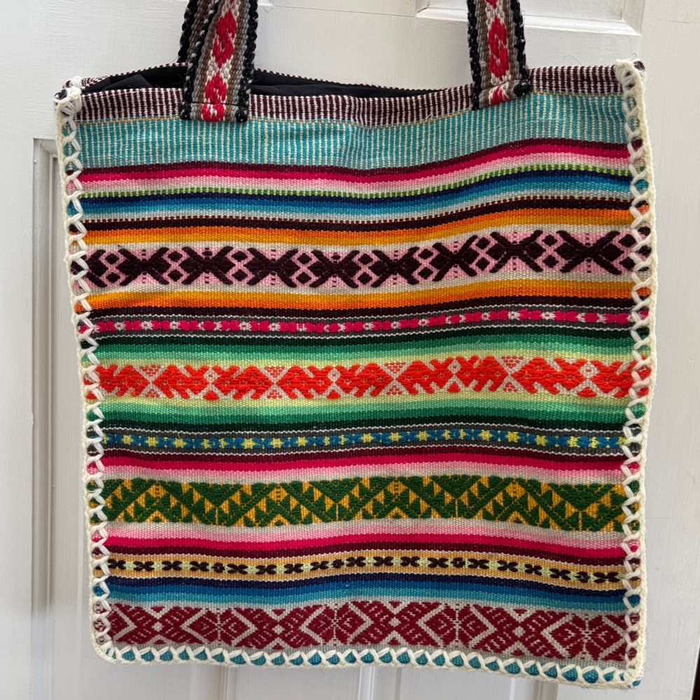 Colorful Striped Peru woven totebag